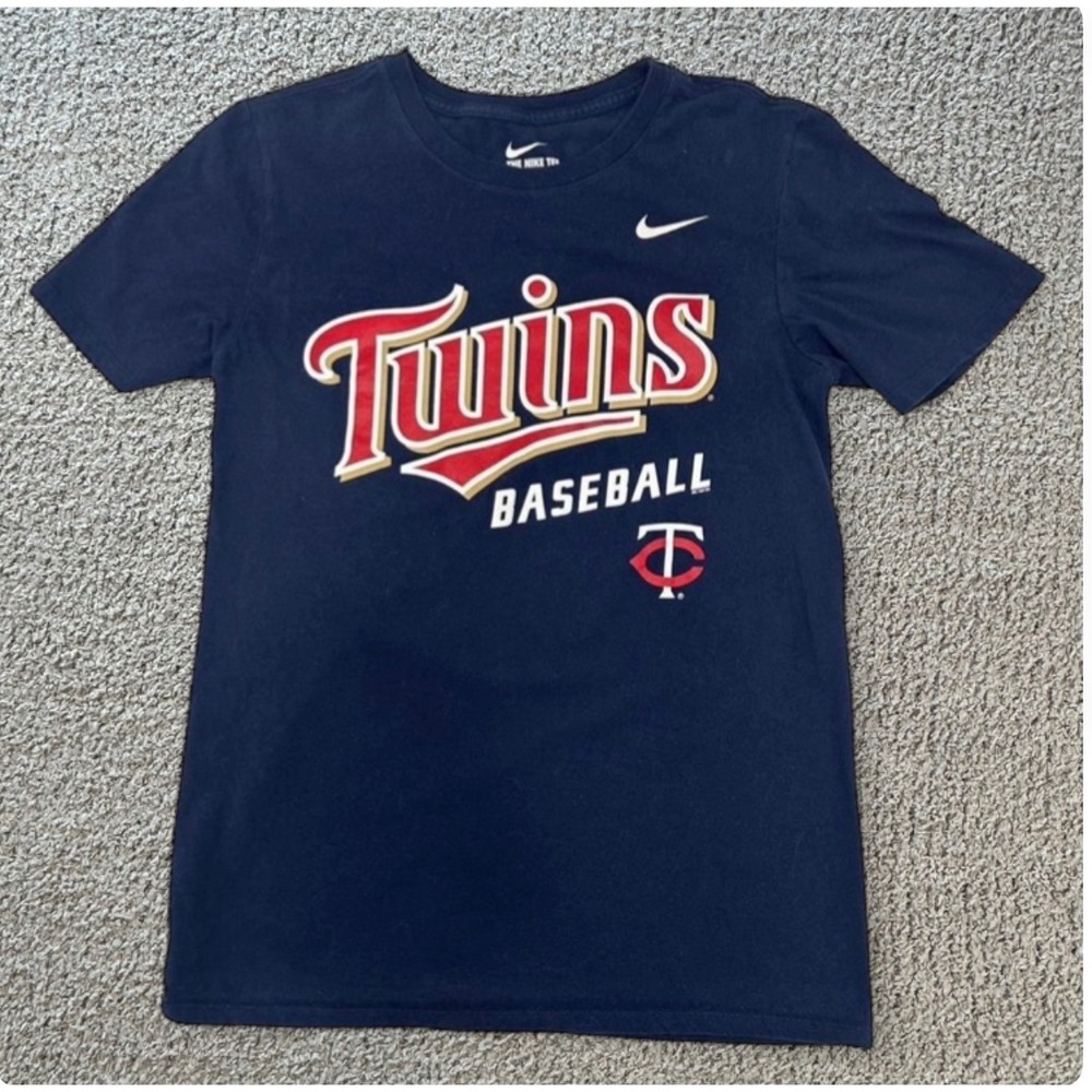 Nike Navy Twins Baseball Short Sleeve Tee with Red/Gold Logo